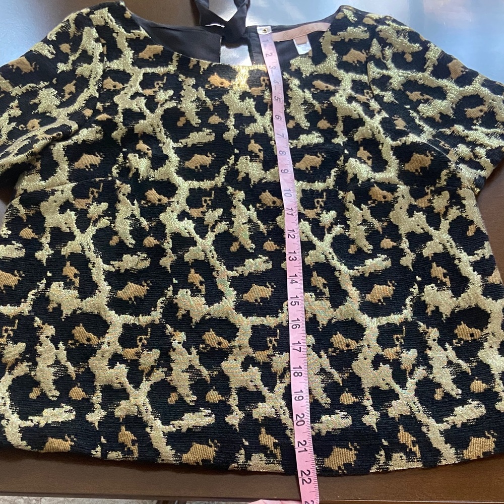 Sale! Leopard Print Gold & Black Women's Top with Black Bow. Size S, Hutch - Picture 7 of 10